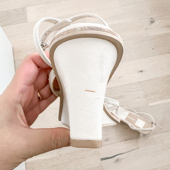 Dolce Vita Gemini Leather Strappy Wedge Sandal Cream Size 11 Minimal Summer - Picture 11 of 12